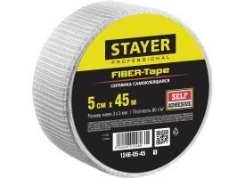 Серпянка самоклеящаяся FIBER-Tape, 5 см х 45м, STAYER Professional 1246-05-45