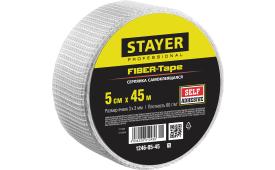 Серпянка самоклеящаяся FIBER-Tape, 5 см х 45м, STAYER Professional 1246-05-45