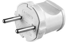 Вилка электрическая БЕЛАЯ (16 А; 220 В ) MAXElektro STAYER 55150-W