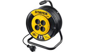Удлинитель на катушке ПВС 2х0.75 50м 2200Вт,STAYER S 207 55073-50