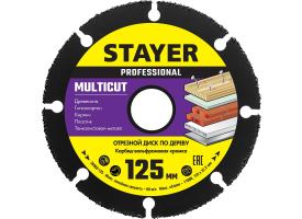 Диск 125х22,2мм, отрезной по дереву для УШМ, STAYER MultiCut 36860-125