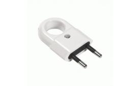 Вилка электрическая 6А 250В (АБС-пластик, плоская, белая с кольцом) SmartBuy  SBE-2.5-P10-w