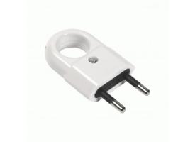 Вилка электрическая 6А 250В (АБС-пластик, плоская, белая с кольцом) SmartBuy  SBE-2.5-P10-w