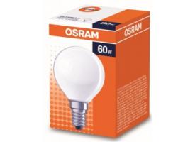 Лампа накаливания 60W E14  шар, матовый,OSRAM P 28378