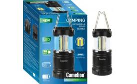 Фонарь кемпинговый LED5632 (3xR03) 3св/д COB (90lm) крюк, черный/пластик Camelion 676888