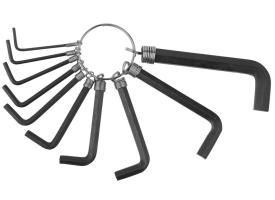 Ключи имбусовые HEX, 1,5-2-2,5-3-3,5-4-5-5,5-6-8, 10шт, оксидированные, на кольце, DEXX  27403-H10