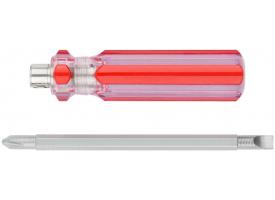 Отвертка 6х85 мм ph2/sl6 с переставным жалом, пластиковая красная прозрачная ручка 56210