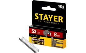 Скобы 6 мм для степлера плоские особотвердые тип 53, 1000 шт  STAYER 3159-06