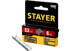 Скобы 6 мм для степлера плоские особотвердые тип 53, 1000 шт  STAYER 3159-06