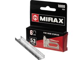 Скобы 6 мм для степлера узкие тип 53, 1000 шт MIRAX 3153-06